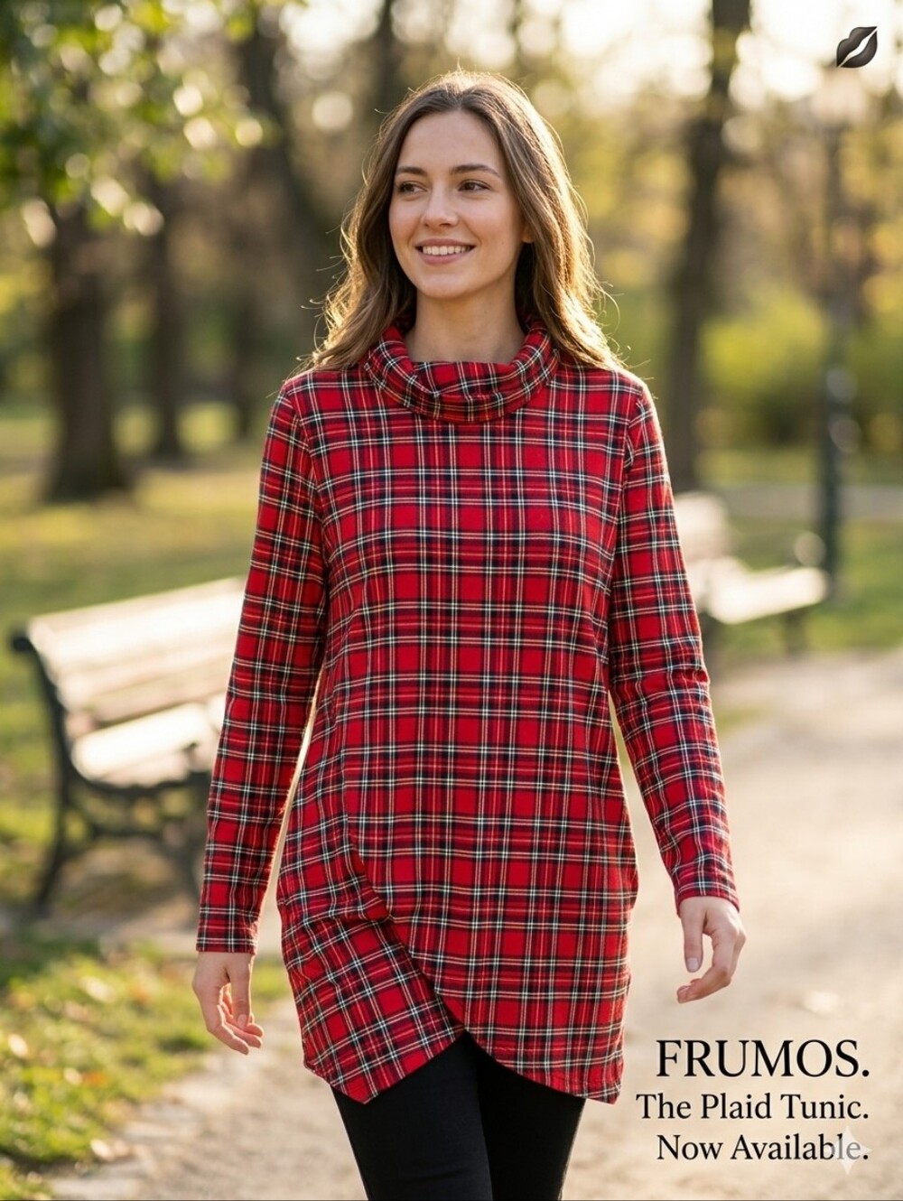 💋Frumos Plaid Tulip Hem Cowl Neck Tunic small size available only